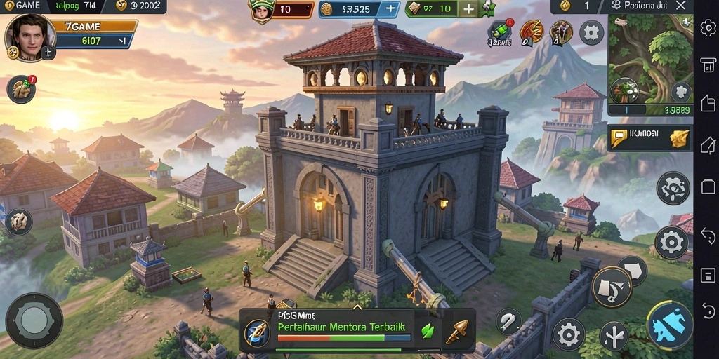 Screenshot menunjukkan gameplay menegangkan dari 7GAME Tower Defense.