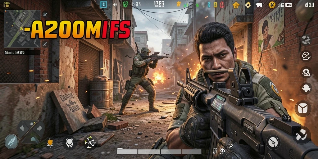 Tampilan gameplay A200M yang menarik dengan aksi tembak-menembak seru.