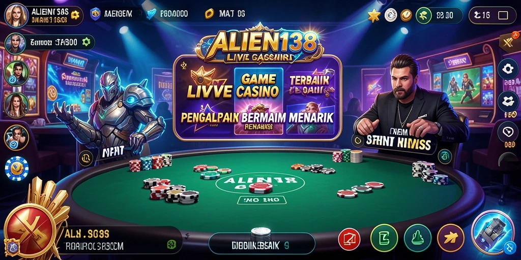 Screenshot gameplay Live Casino ALIEN138, menampilkan dealer langsung dan suasana bermain yang seru.