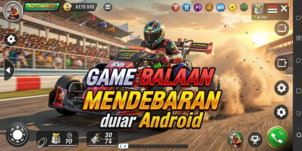 Screenshot gameplay AUTOWIN88 menampilkan aksi balapan yang mendebarkan.
