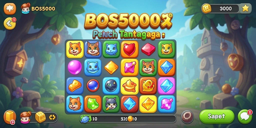 Tampilan gameplay BOS5000 yang penuh warna dan menarik.