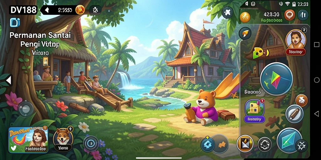 Screenshot utama DV188 menampilkan gameplay santai dan menyenangkan.