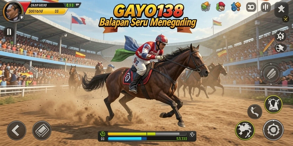 Tampilan gameplay mendebarkan GAYO138 saat balapan di trek.
