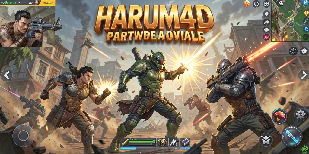 Tampilan gameplay seru HARUM4D dalam pertempuran Battle Royale.
