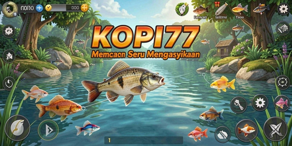 Screenshot gameplay KOPI77 menampilkan keseruan saat menangkap ikan.