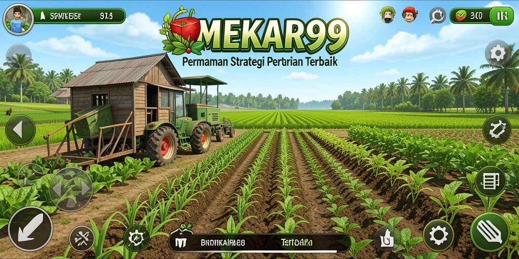 Tampilan menarik gameplay MEKAR99 saat mengelola pertanian.