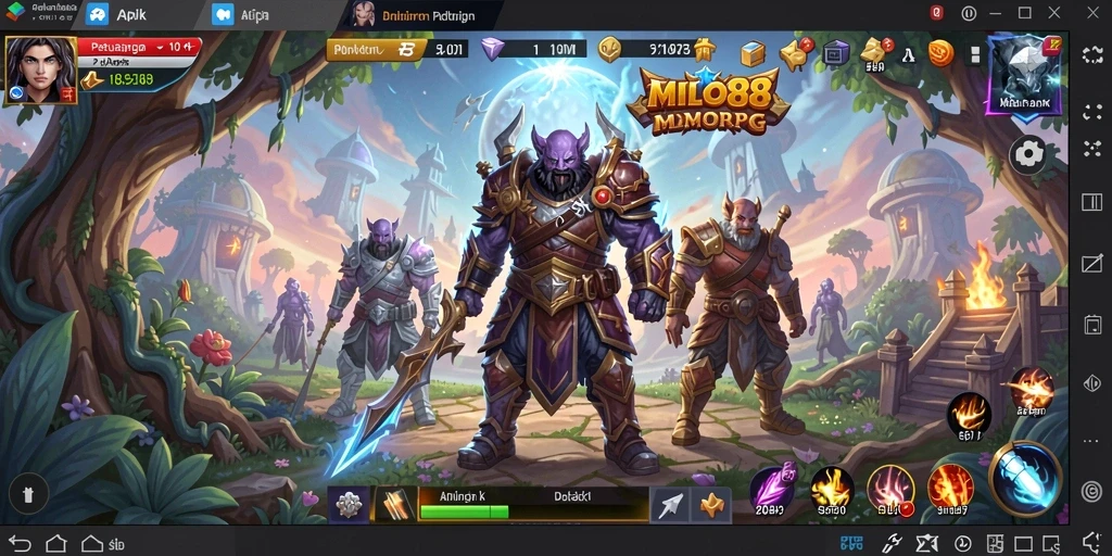 Tampilan gameplay MILO88 yang menampilkan pertempuran epik dalam MMORPG.