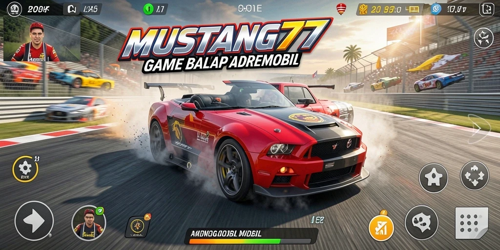 Tangkapan layar gameplay MUSTANG77 yang mendebarkan dan penuh aksi balapan.