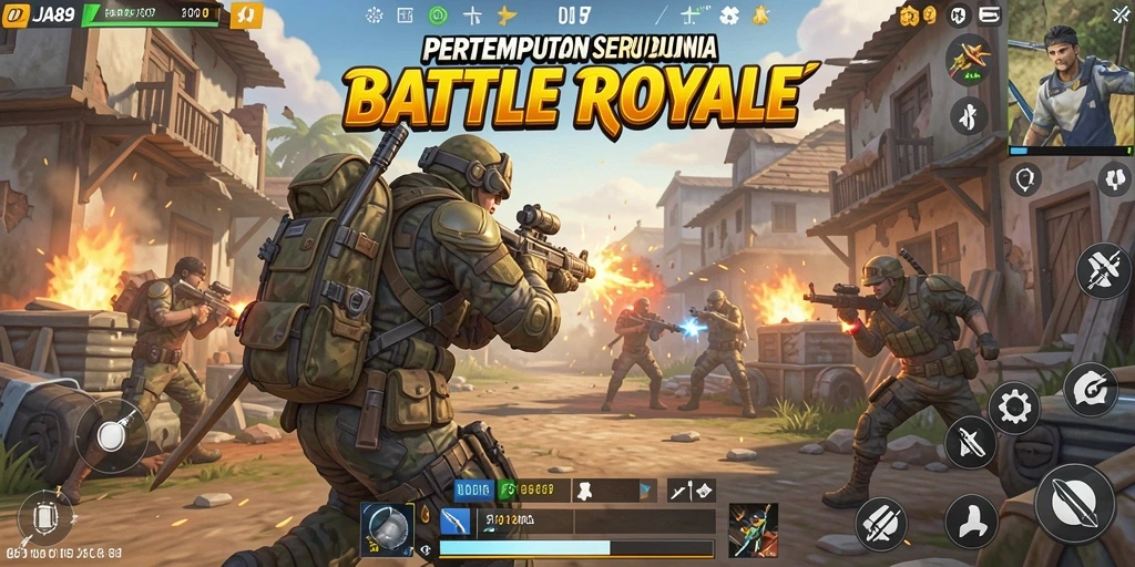 Screenshot OJA89 menampilkan aksi pertarungan seru di arena Battle Royale.