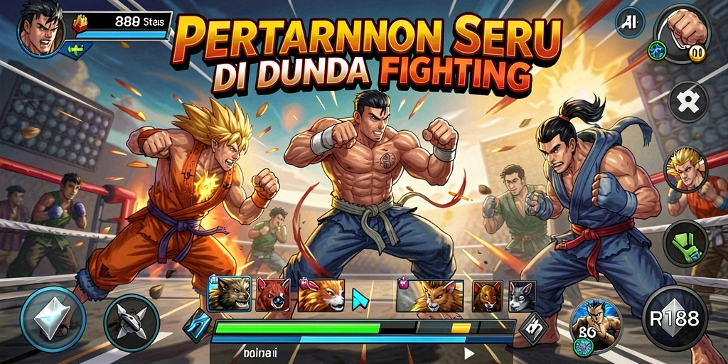 Screenshot menunjukkan pertarungan seru dalam RI188 dengan karakter yang sedang bertarung.
