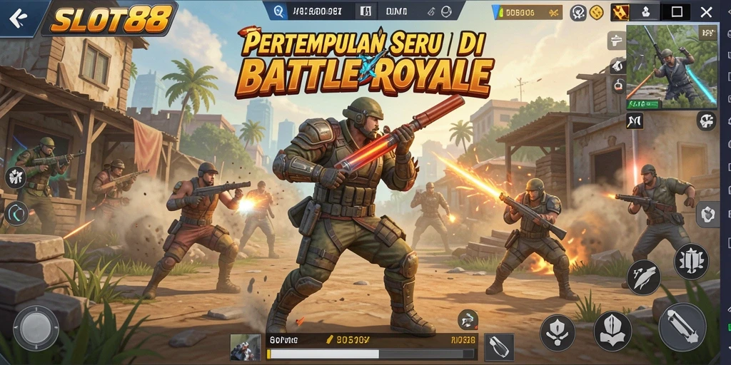 Tampilan seru gameplay Battle Royale di SLOT88 dengan pertarungan intens.