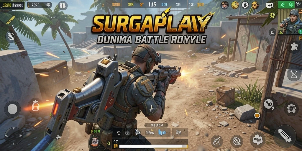 Gameplay seru dan strategis dalam SURGAPLAY Battle Royale.