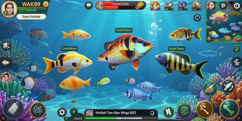 Screenshot gameplay WAK89 menunjukkan aksi menembak ikan yang seru.