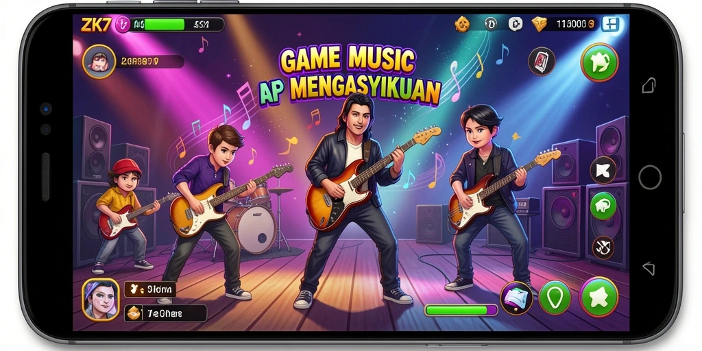 Screenshot ZK7 menunjukkan pemain menikmati gameplay musik yang seru.